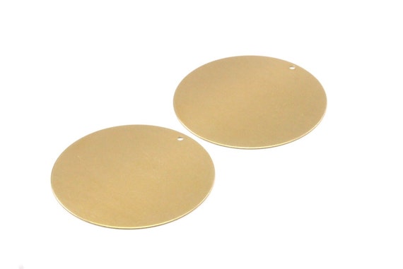 46mm Round Tag 8 Huge Raw Brass Round Tags with 1 Hole
