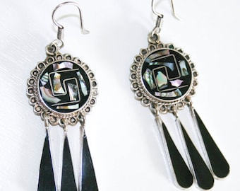 925 Sterling Silver Taxco Abalone Earrings