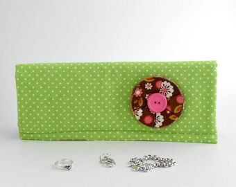 Jewelry Organizer for travel or home. Lined with Anti-Tarnish Fabric. Jewelry Travel Roll, Jewelry Box, Jewelry Protector