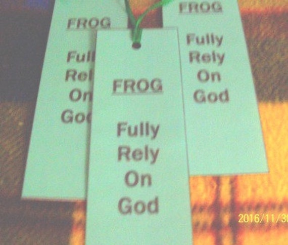 Items similar to FROG Fully Rely On God Laminated Bookmarks - Set of 3 ...