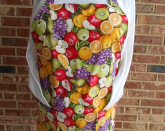 Plus Size Apron, Women's Full Apron, Fresh Fruit Apron, Kitchen Apron, Bib Apron, Pocket Apron, Hostess Gift, Apple Apron, Teacher Gift
