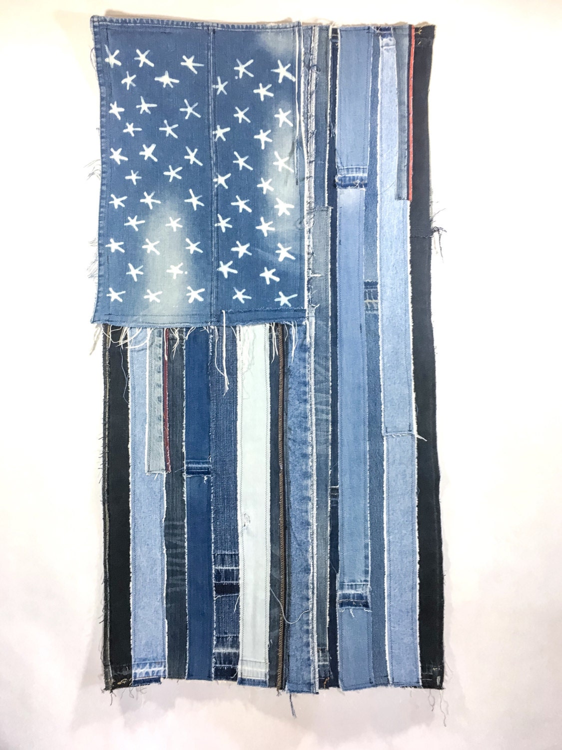 Denim American Flag handcrafted from denim jeans denim US