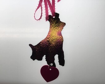 Natural Schnauzer Silhouette Stained Glass Ornament