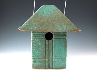 Ceramic Birdhouse - Pottery Birdhouse - Ceramic Birdhouse -Mission Style - Outdoor Birdhouse - Handmade Garden Decor - Craftsman Style - 327