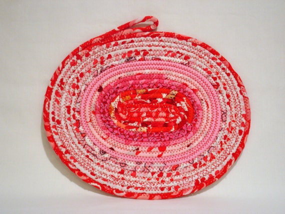 Valentine's Day Coiled Fabric Candle Mat, Table Mat