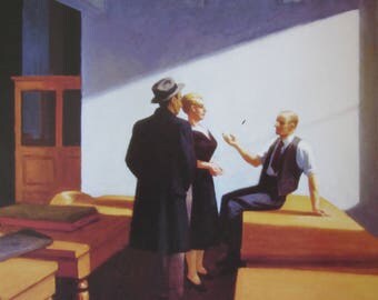 Edward Hopper, American Artist, Conference at Night, Bookplate, Colorplate, Vintage Book Page Print, Unframed Print,