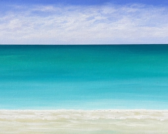 Seascape Beach Painting Modern Ocean Painting Contemporary Beach Art Abstract Blue Tropical Caribbean Modern Original Seascape