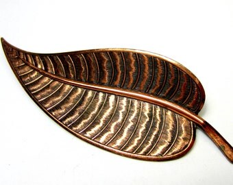 Vintage copper leaf brooch 1960's copper leaf pin vintage copper jewelry (SB3)
