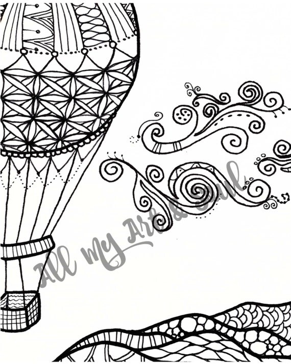 Hot Air Balloon Adult Coloring Pages 4
