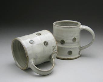White Ceramic Mug with Black Flowers