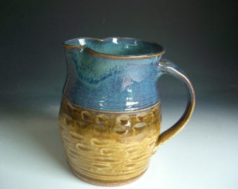 Hand thrown stoneware pottery pitcher (P-90)