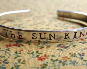 The Sun King Louis XIV Handstamped Aluminium Cuff Bracelet