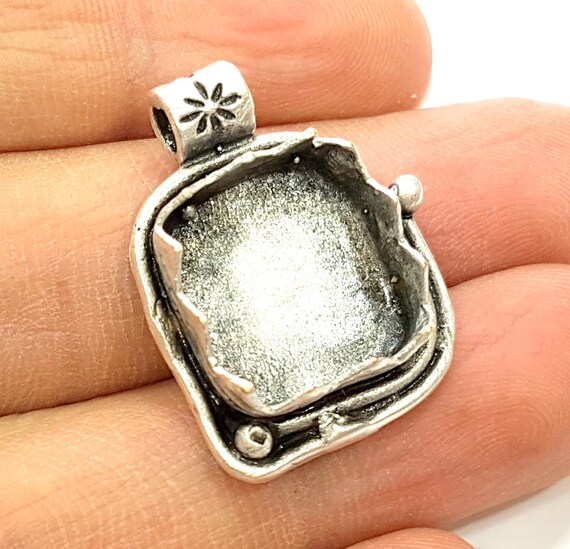 Silver Pendant Blank Bezel Base Setting Necklace Blank