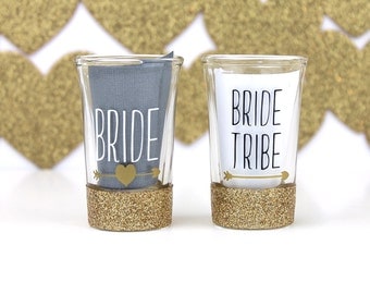 Shot Glasses - Shot Glass Set - Bridesmaid Proposal Gifts - Bachelorette Party - Bridesmaid Gifts - Bride Tribe Glasses - Bride Tribe - Gift