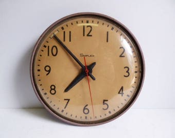 Vintage wall clock Simplex Industrial factory school office clock dome glass face for Parts or repair Supplies 13 inch