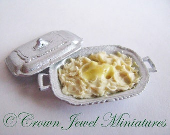 1:12 Holiday Whipped Potatoes In Covered Serving Dish by IGMA Artisan Robin Brady-Boxwell - Crown Jewel Miniatures