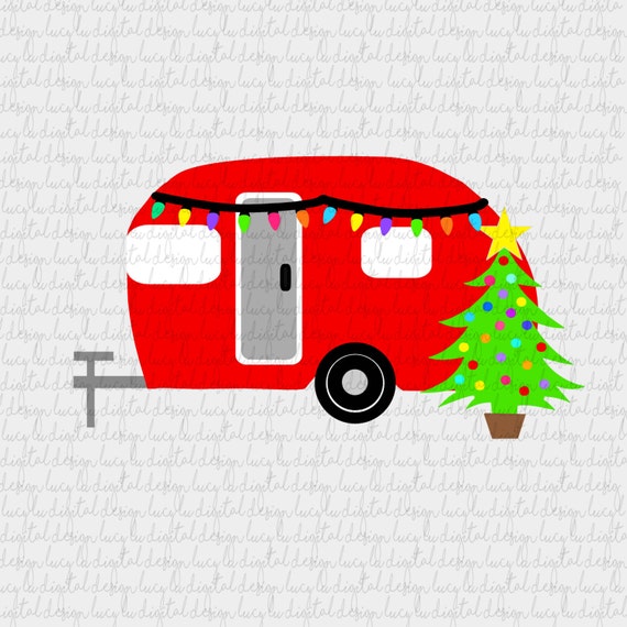 CHRISTMAS CAMPER Cut Files dxf svg png by LucyLuDigitalDesigns