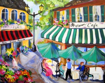 Cafe Scene Large Original Painting canvas art 24 x 36 Fine Art