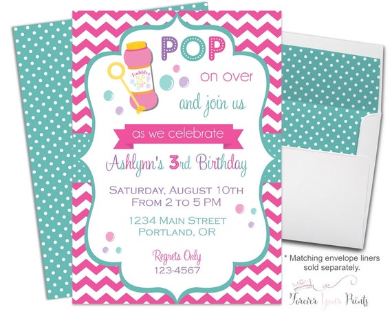 Bubble Party Invitation - Bubble Party Invite - Bubble Birthday Invitation - Bubble Birthday Invite - Summer Birthday - Summer Party Invite Il_570xn