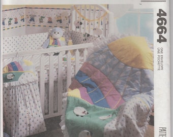 Nursery Quilt Pattern Highchair Cover Bib Diaper Stacker Uncut McCalls 4664