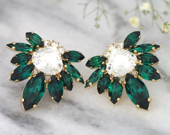 Emerald Statement Swarovski earrings Statement earrings