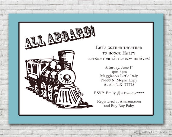 All Aboard Baby Shower Invitation - Printable or Printed (w/ FREE Envelopes) Il_570xn