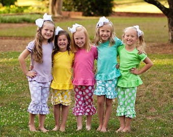Polka Dot Ruffle Shorts or Capris- Many colors