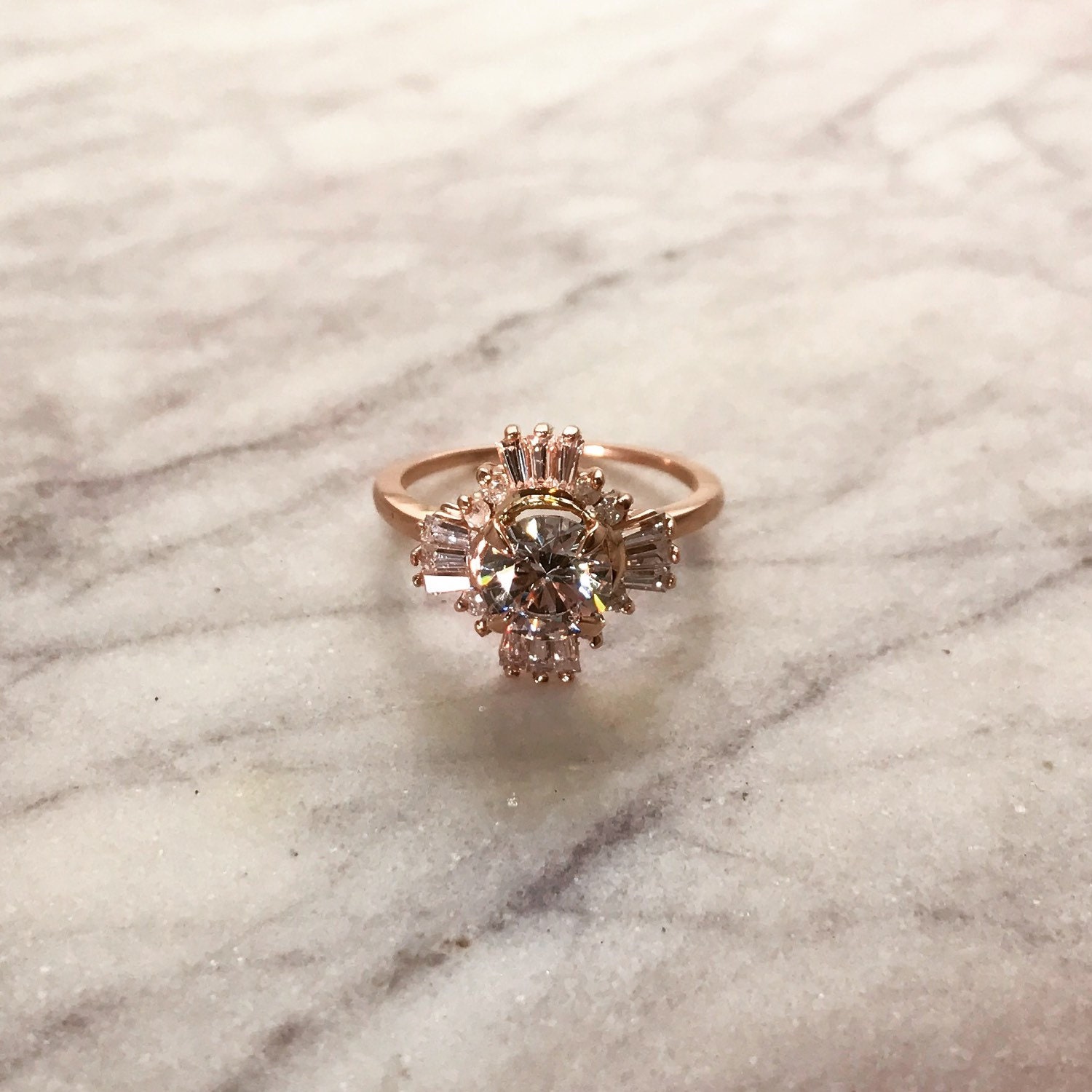 Rose Gold Sunburst Ring
