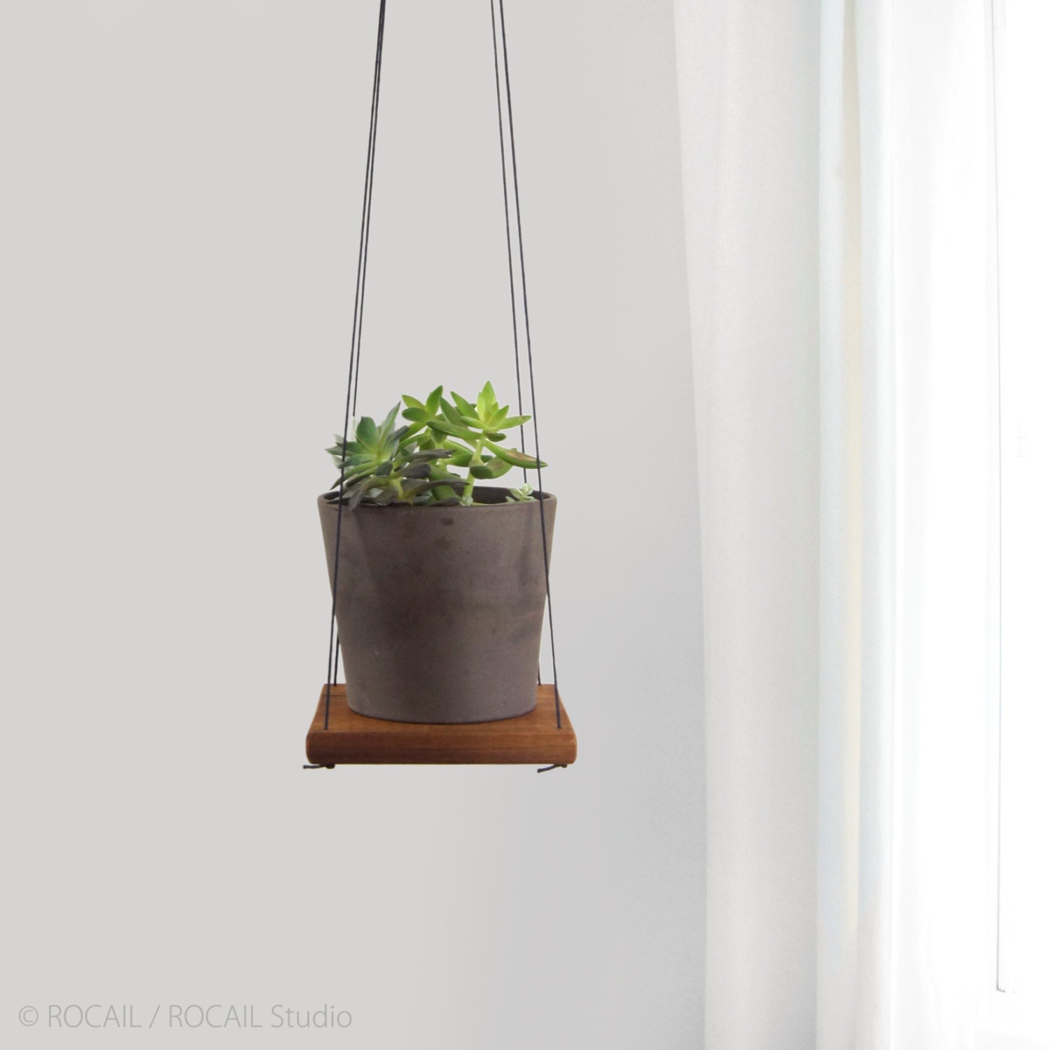 Rustic Cedar Plant Holder Swing Shelf Floating Shelving