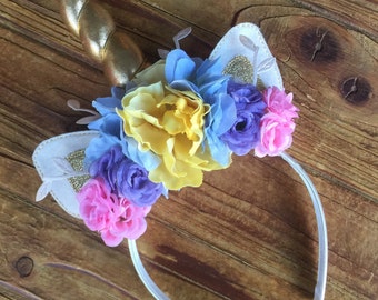 Unicorn Headband - Unicorn Horn - Unicorn Costume - Unicorn Flower Headband