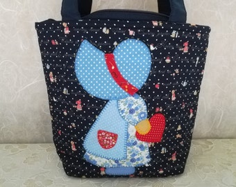 Patchwork Bag, Small handbag, Cosmetic bag, Short handle quilted bag, Make up bag, Teen handbag, Fabric Applique handbag