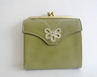 Vintage Wallets|Vintage 1960 PRINCESS GARDNER WALLET|Princess Gardner Olive Green Wallet|Leather Billfold Wallet Purse|New Old Stock Wallets