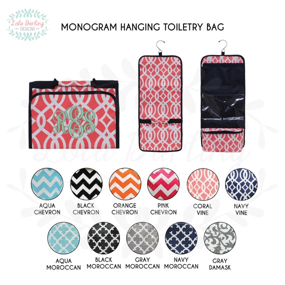 Hanging Toiletry Bag with Monogram/cosmetic bag/vacation