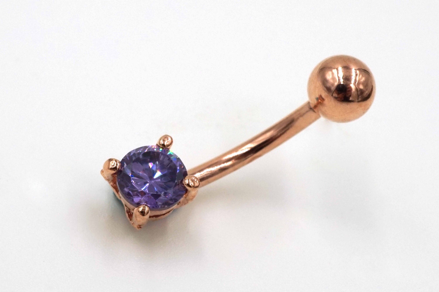 Rose Gold Belly Button Ring Tanzanite Crystal Belly Ring
