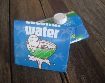 eco friendly purse, coin pouch for kids, women, unisex, recycled wallet / handmade from repurposed coconut water carton, earth friendly case