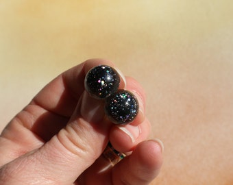 Black Glitter Safety Eyes "Galaxy", Hand Cast- 6mm, 8mm, 9mm, 12mm, 14mm, 15mm, 16mm, 18mm, 20mm, 24mm