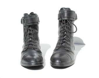 Black Leather Ankle Boots / size 7.5