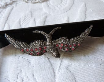 Antique French Victorian purse clasp frame w rhinestone bird clutch purse frame jeweled supply for bag purse clutch making accessory