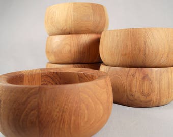6 Dansk Staved Teak Bowl, IHQ. JHQ, Quistgaard, Danish Modern, 1960s design