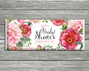 Hershey Chocolate Candy Bar Wrapper - Flower Floral Tea Party - wedding shower favour favor - pink gold - DIY Printable Instant Download
