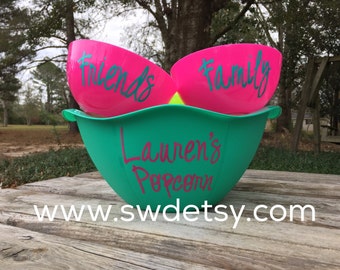Personalized POPCORN Bowl, Fathers Day Gift, Hostess Gift, Summer, Mothers Day Gift