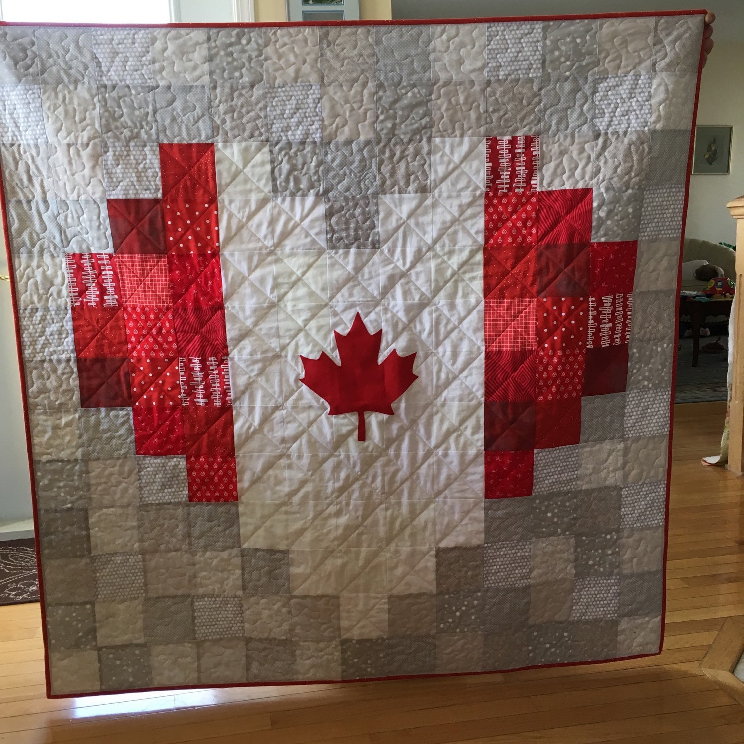 Custom homemade Quilt Canadian Flag Quilt Heart Quilt
