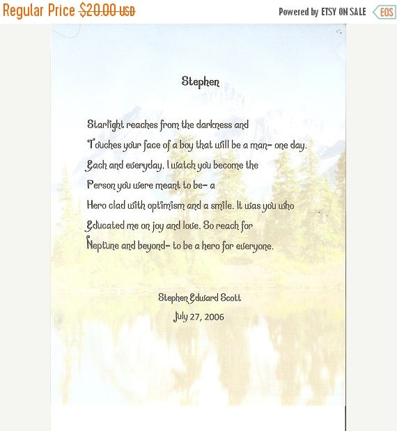 ON SALE Personalized Name Poem Custom Made Poems by JadedEklipse