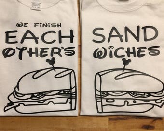 Disney frozen We finish each others sandwiches set of 2 t shirt cute saying