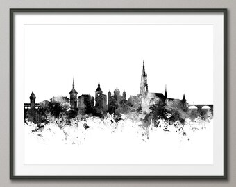Bern Skyline, Bern Switzerland Cityscape Art Print (2687)