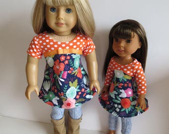 Made To Fit Like American Girl Doll Clothes; 18" Doll Tights with Cotton Knit Dress; Dress for American Girl Doll; Doll Tights; Doll Hat