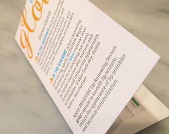Folded Rodan + Fields Mini Facial Cards