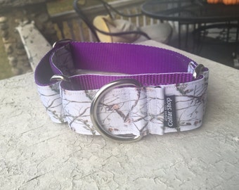 Mia's Winter Camo on Purple - 1.5" Martingale Collar