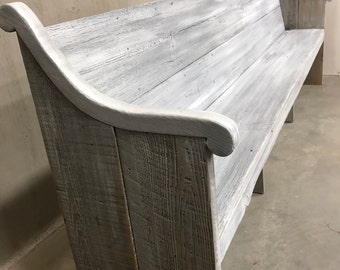 Reclaimed solid wood grey driftwood finish dining / entry /bedroom/footboard bench
