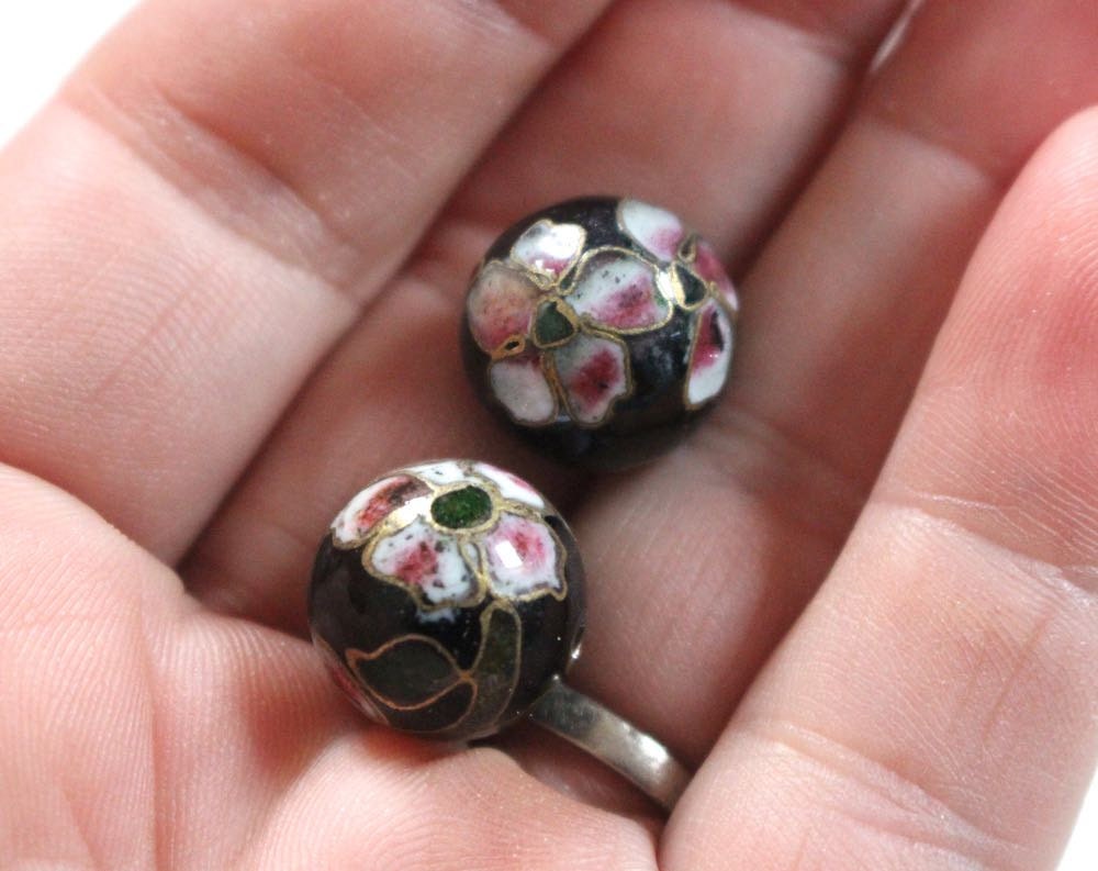 Vintage cloisonne beads 14mm
